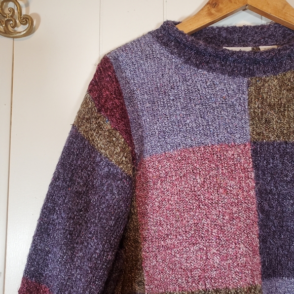 Fashion Bug Sweaters Vintage Fashion Bug Color Block Purple Pink